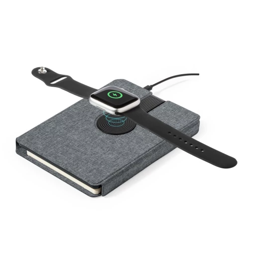 Wielofunkcyjny notatnik RPET A5, magnetyczna ładowarka bezprzewodowa 10W, power bank 5000 mAh (V1302-19)