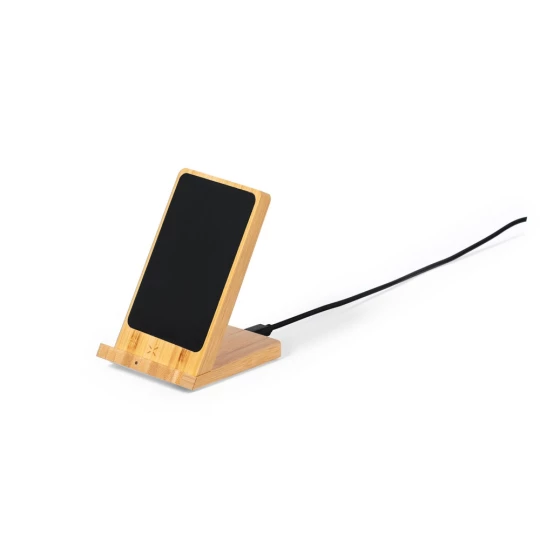 Bambusowa ładowarka bezprzewodowa 15W, stojak na telefon (V1337-00)