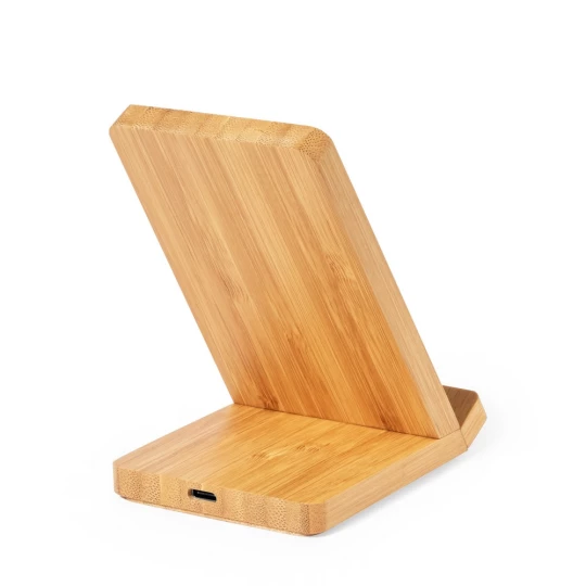 Bambusowa ładowarka bezprzewodowa 15W, stojak na telefon (V1337-00)