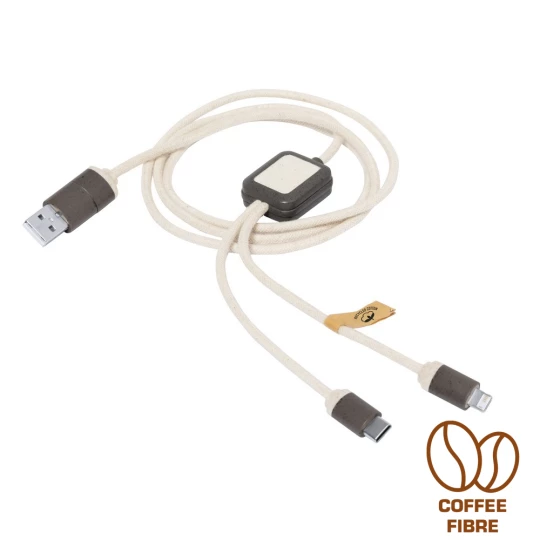 Kabel do ładowania z łusek kawowych i bawełny z recyklingu (V1343-16)