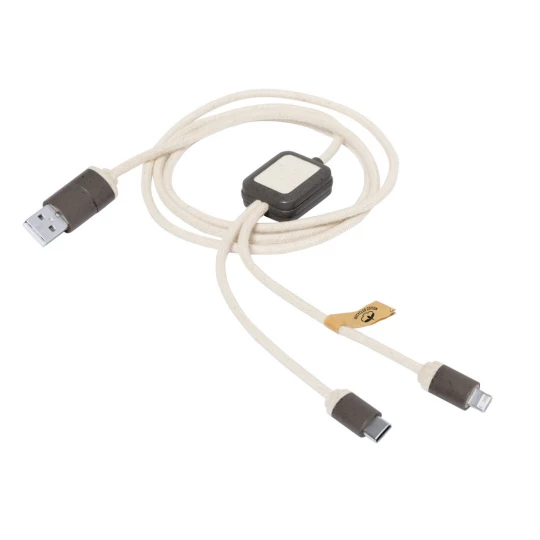 Kabel do ładowania z łusek kawowych i bawełny z recyklingu (V1343-16)