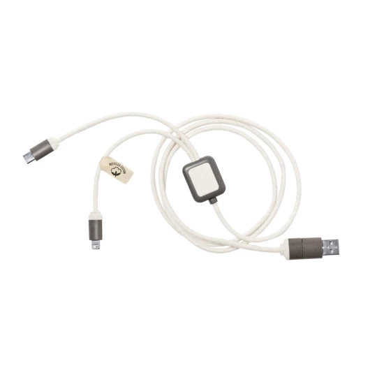 Kabel do ładowania z łusek kawowych i bawełny z recyklingu (V1343-16)