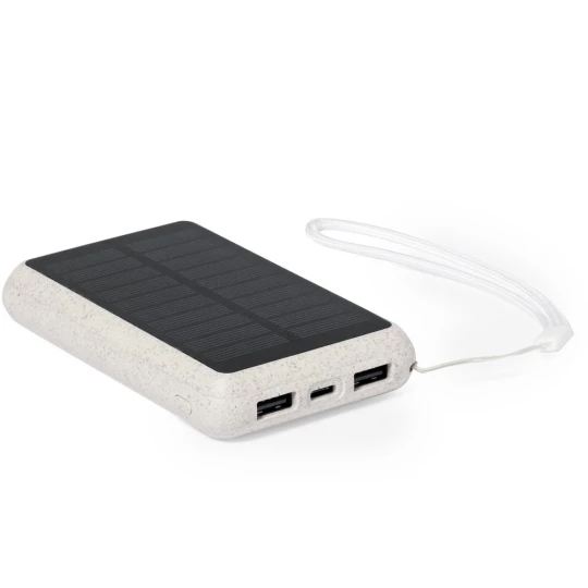 Power bank 5000 mAh ze słomy pszenicznej, ładowarka słoneczna (V1353-00)