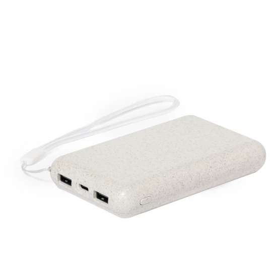 Power bank 5000 mAh ze słomy pszenicznej, ładowarka słoneczna (V1353-00)