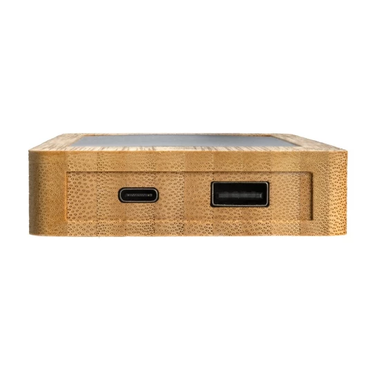 Bambusowy power bank 8000 mAh, ładowarka słoneczna (P322.399)