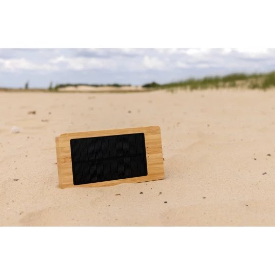 Bambusowy power bank 8000 mAh, ładowarka słoneczna (P322.399)