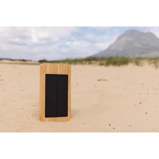 Bambusowy power bank 8000 mAh, ładowarka słoneczna (P322.399)