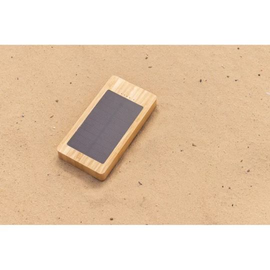 Bambusowy power bank 8000 mAh, ładowarka słoneczna (P322.399)