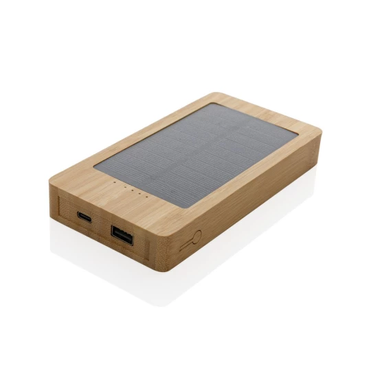 Bambusowy power bank 8000 mAh, ładowarka słoneczna (P322.399)