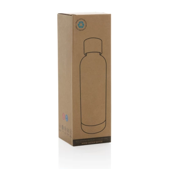 Butelka termiczna 500 ml Wood, stal nierdzewna z recyklingu (P435.539)