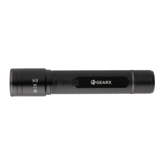 Kieszonkowa latarka Gear X, ładowana przez USB, aluminium z recyklingu (P513.901)