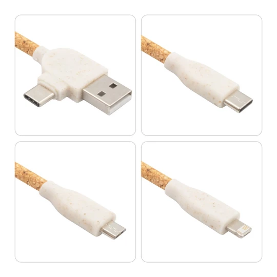 Korkowy kabel do ładowania B'RIGHT, bambusowy element, brelok do kluczy | Antez (V1294-00)