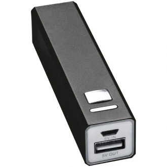 Power bank metalowy 2200 mAh - czarny - (GM-43029-03)