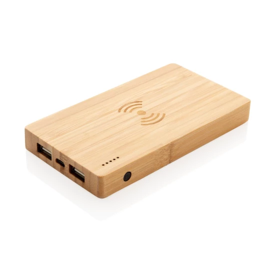 Bambusowy, bezprzewodowy power bank 4000 mAh (P322.029)