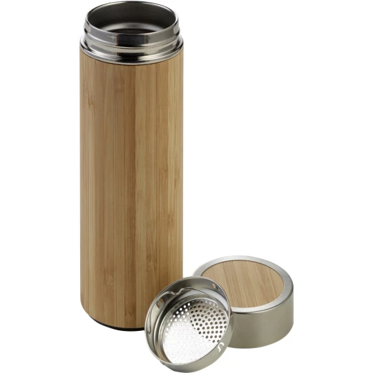 Bambusowy termos 420 ml, posiada sitko zatrzymujące fusy (V0772-18)