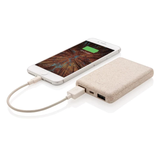 Power bank 5000 mAh ze słomy pszenicznej (P322.139)