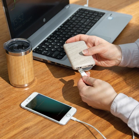 Power bank 5000 mAh ze słomy pszenicznej (P322.139)