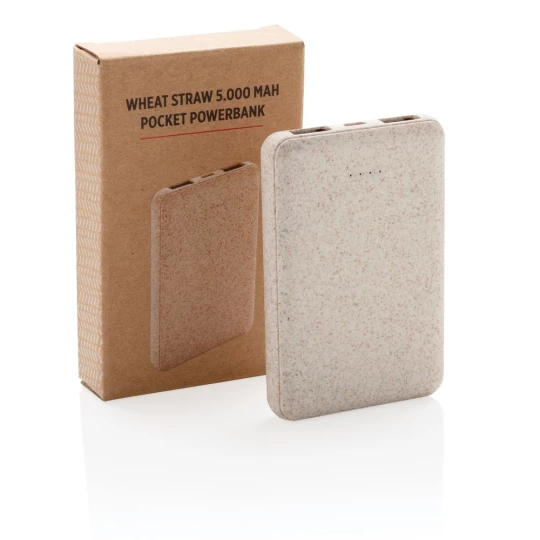 Power bank 5000 mAh ze słomy pszenicznej (P322.139)