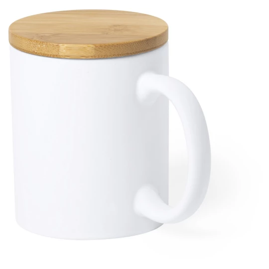 Kubek ceramiczny 370 ml z bambusowym wieczkiem (V0887-02)