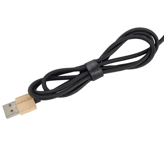 Długi kabel 4w1 z podświetlanym logo w drewnianej obudowie - beżowy - (GM-EG0591-13)