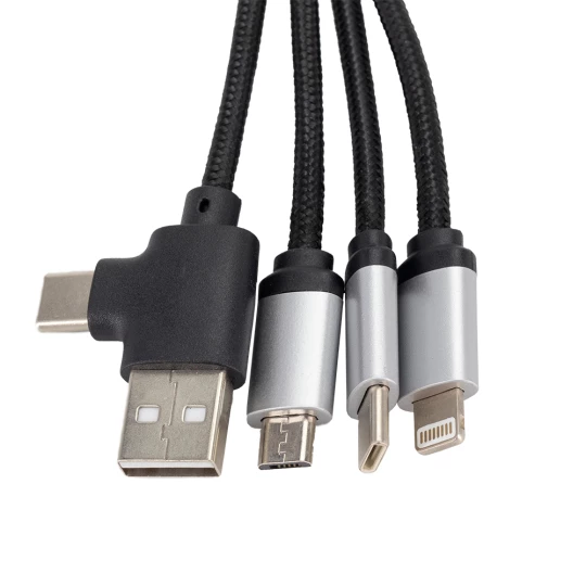 Kabel 3w1 z podświetlanym logo w drewnianej obudowie - beżowy - (GM-EG0592-13)