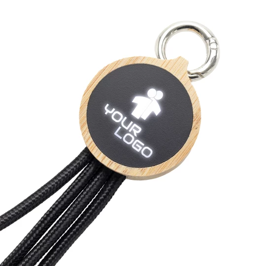 Kabel 3w1 z podświetlanym logo w drewnianej obudowie - beżowy - (GM-EG0592-13)