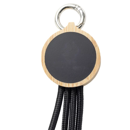 Kabel 3w1 z podświetlanym logo w drewnianej obudowie - beżowy - (GM-EG0592-13)