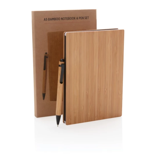 Bambusowy notatnik A5 z bambusowym długopisem (P772.159)