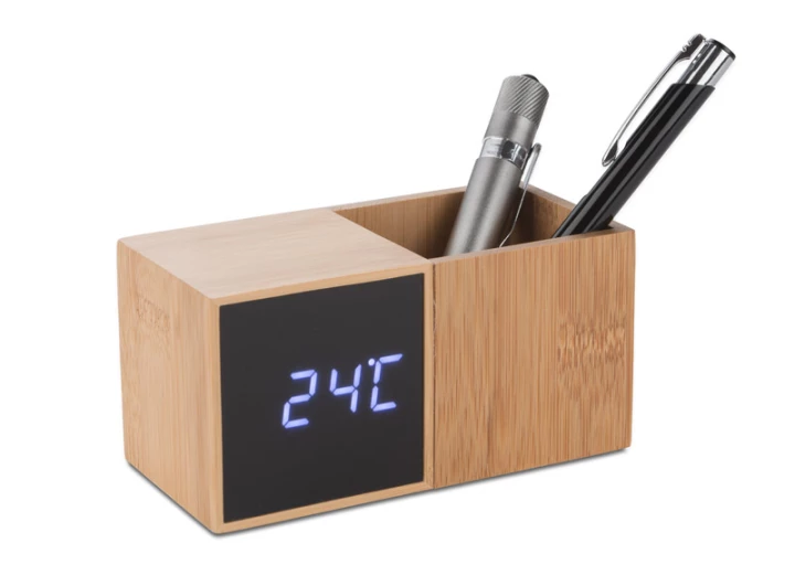 Zegar z przybornikiem na biurko BAMBOO (GA-03089)