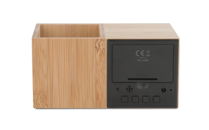 Zegar z przybornikiem na biurko BAMBOO (GA-03089)
