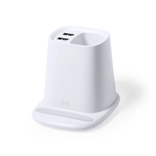 Ładowarka bezprzewodowa 5W, hub USB 2.0, pojemnik na przybory do pisania, stojak na telefon (V0145-02)