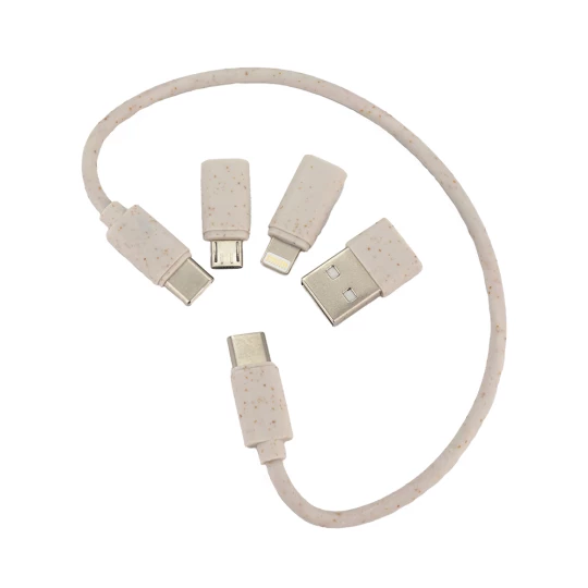 Kabel 4w1 w drewnianej obudowie - beżowy - (GM-EG0593-13)