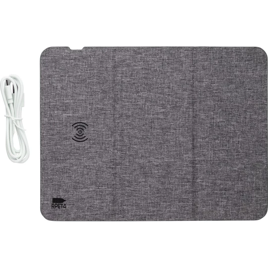 Podkładka pod mysz RPET, ładowarka bezprzewodowa 10W (V1542-19)