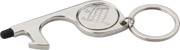Brelok do kluczy, uchwyt do bezdotykowego otwierania drzwi, touch pen i żeton do wózka na zakupy (V6909-32)
