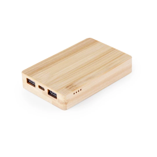 Magnetyczny bezprzewodowy bambusowy power bank 5000 mAh, ładowarka bezprzewodowa 15W (V2007-17)
