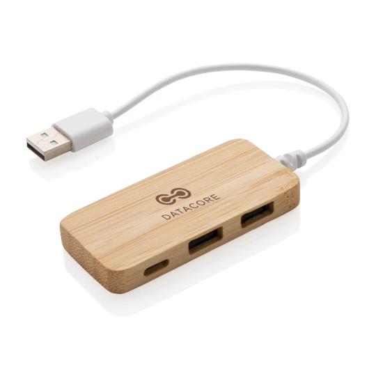 Bambusowy hub USB 2.0 z USB typu C (P308.739)