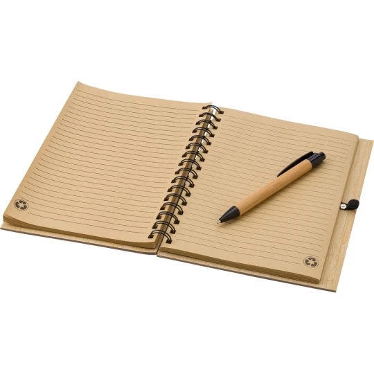 Bambusowy notatnik A5, długopis (V0200-17)