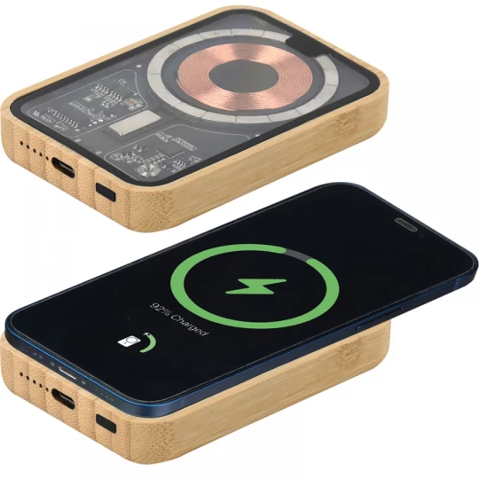 Power bank 5 000 mAh z ładowarką indukcyjną Magsafe - beżowy - (GM-33949-13)