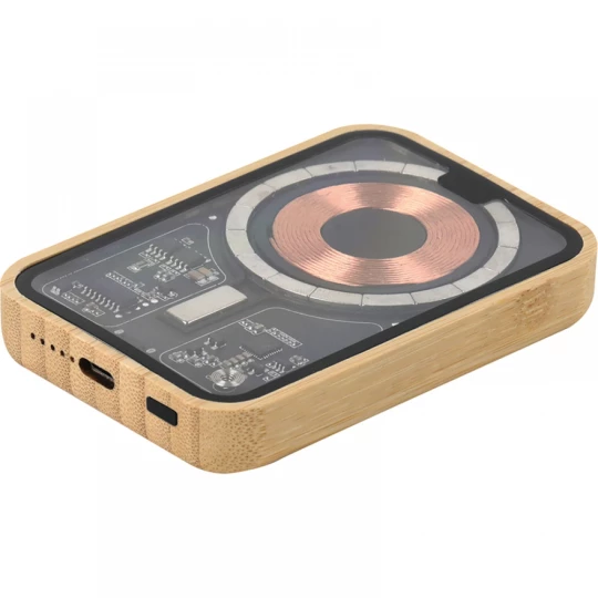 Power bank 5 000 mAh z ładowarką indukcyjną Magsafe - beżowy - (GM-33949-13)