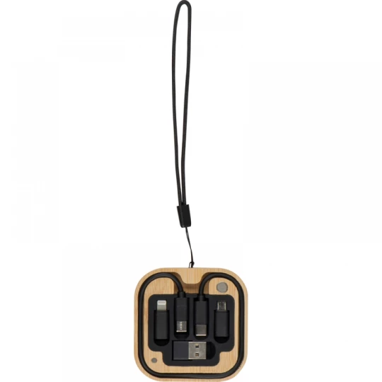 Kabel 4 w 1 w drewnianej obudowie - beżowy - (GM-33884-13)