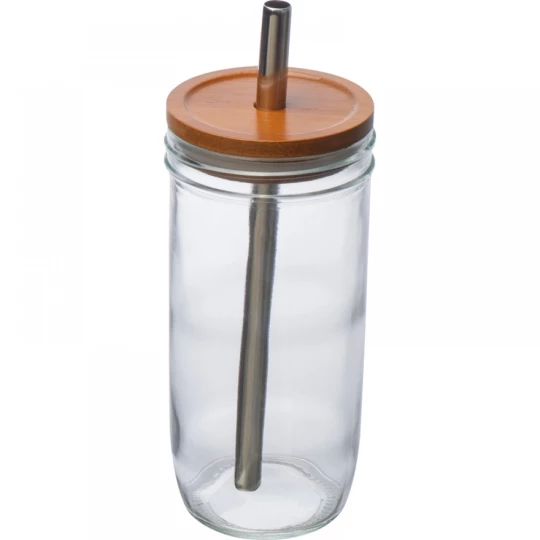 Szklanka z pokrywką i rurką 650 ml - przeźroczysty - (GM-83842-66)