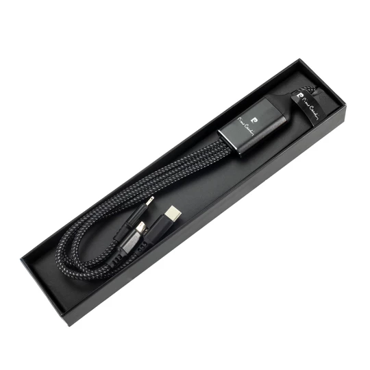 Kabel 3 w 1 z podświetlanym logo Pierre Cardin - czarny - (GM-B9000400IP3-03)