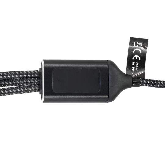 Kabel 3 w 1 z podświetlanym logo Pierre Cardin - czarny - (GM-B9000400IP3-03)