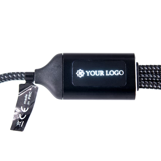 Kabel 3 w 1 z podświetlanym logo Pierre Cardin - czarny - (GM-B9000400IP3-03)