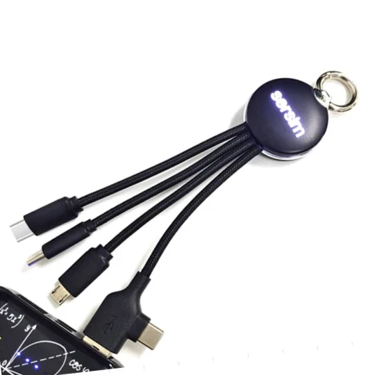 Kabel z podświetlanym logo 4w1, RXD-368 - czarny - (GM-EG0599-03)