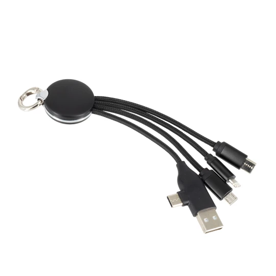 Kabel z podświetlanym logo 4w1, RXD-368 - czarny - (GM-EG0599-03)