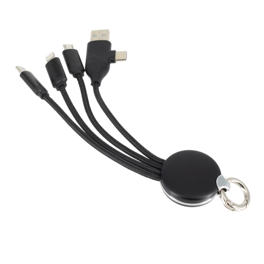 Kabel z podświetlanym logo 4w1, RXD-368 - czarny - (GM-EG0599-03)