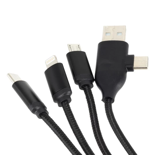 Kabel z podświetlanym logo 4w1, RXD-368 - czarny - (GM-EG0599-03)