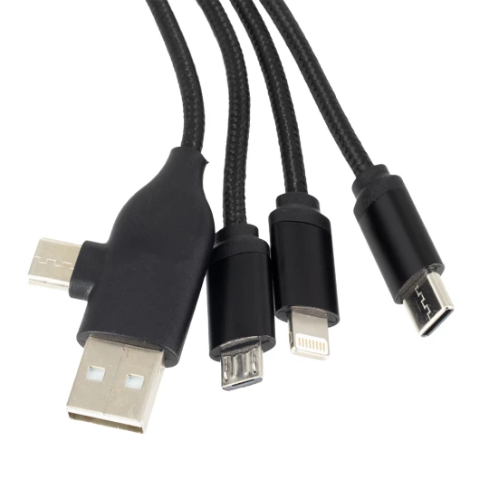 Kabel z podświetlanym logo 4w1, RXD-368 - czarny - (GM-EG0599-03)