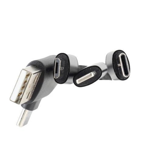 Kabel z podświetlanym logo 4w1, RXD-368 - czarny - (GM-EG0599-03)